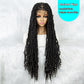 045 Synthetic Full Lace Braided Wig Locs Crochet Natural Braided Hair Curly Ends Artificial Wig Braid Long Curly Black Woman's Wig