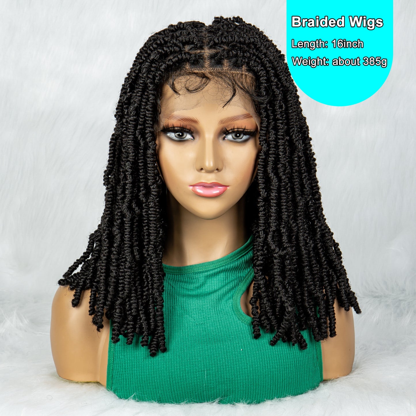 077 Full Lace wig Synthetic Dreadlocks Knotless Braided Wigs  with Baby Hair Lace Frontal Wig for Black Women Medium Bob Locs Crochets Braiding Wigs