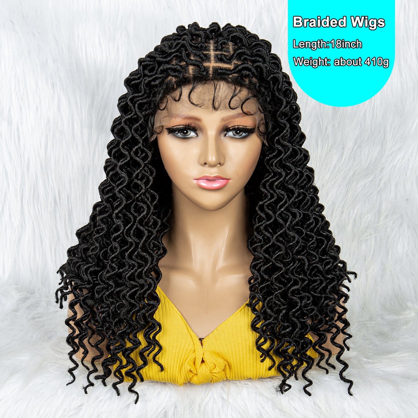 18Inches Medium Length Wigs Synthetic Blonde Medium Afro Curly Braided Wigs with Baby Hair Ombre Color Wigs for African Black Women Knotless Wig