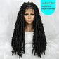 042 Synthetic Full Lace Braided Wig Locs Crochet Natural Braided Hair Artificial Wig Braid Long Curly Black Woman's Wig