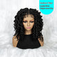 18Inches Synthetic Full Lace Braided Wigs with Baby Hair Ombre Red Brown Knotless Braided Wigs Curly Wavy Wig