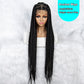 32Inches Long Synthetic Braided Wigs Full Lace Cornrow Braided Wig with Baby Hair Knotless Braided Wig for Black Women Daily Wear