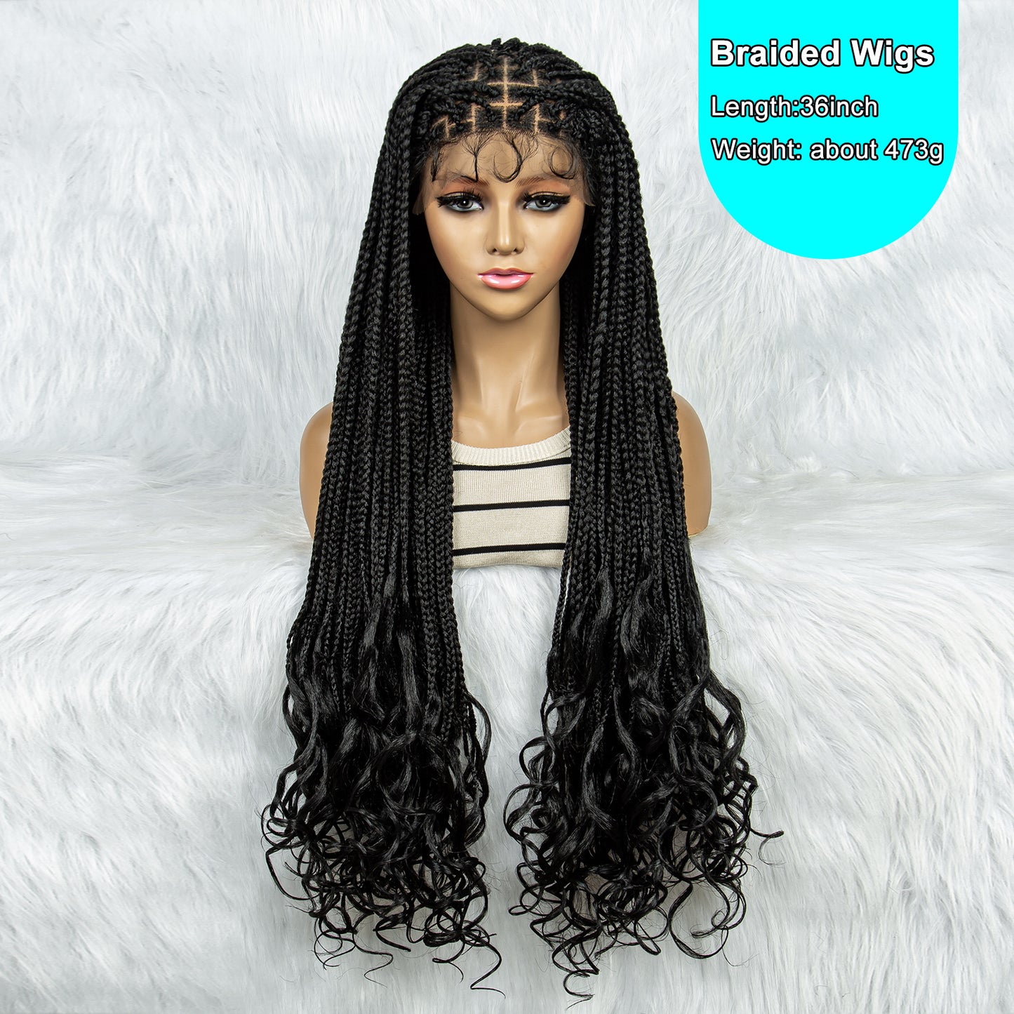 32Inches Synthetic Long Braided Wigs for Black Women Lace Front Wigs Cornrow Braids Wigs with Baby Hair African Daily Wear