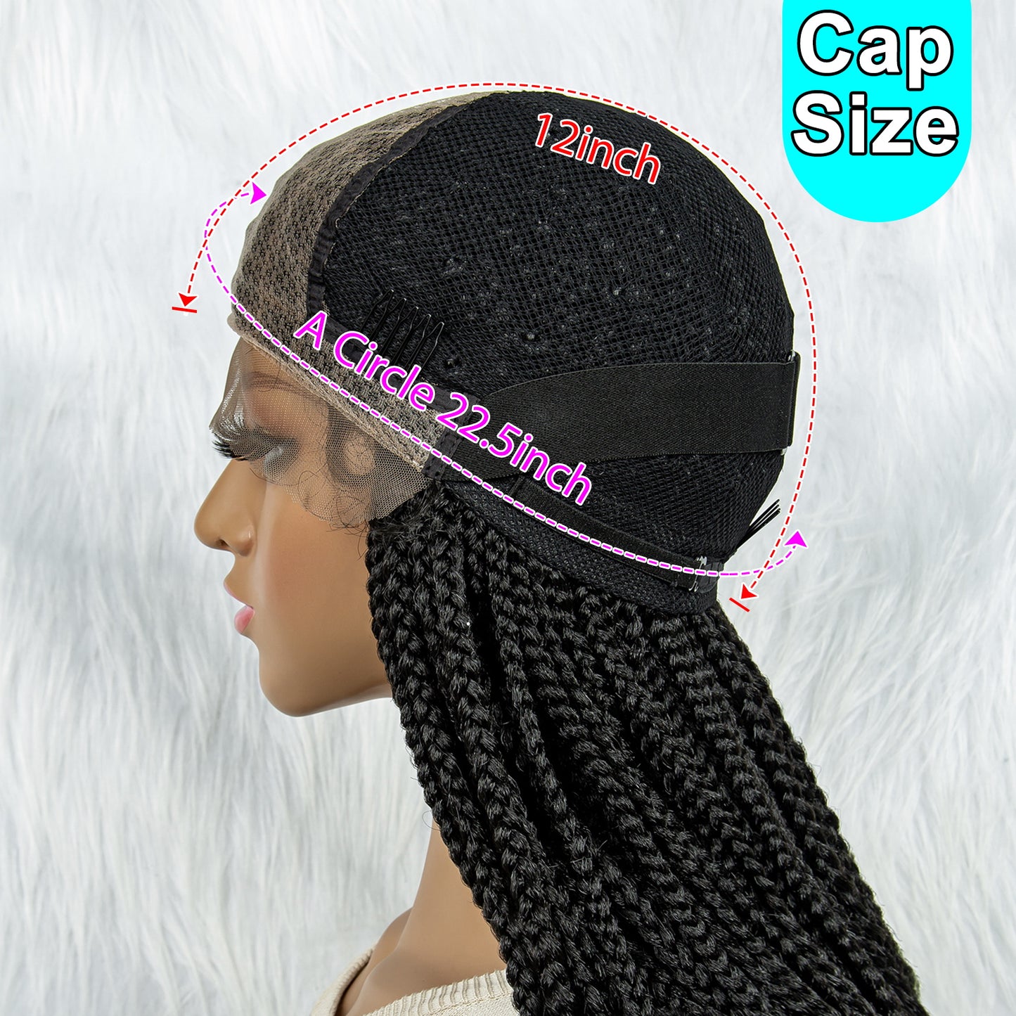 32Inches Synthetic Long Braided Wigs for Black Women Lace Front Wigs Cornrow Braids Wigs with Baby Hair African Daily Wear