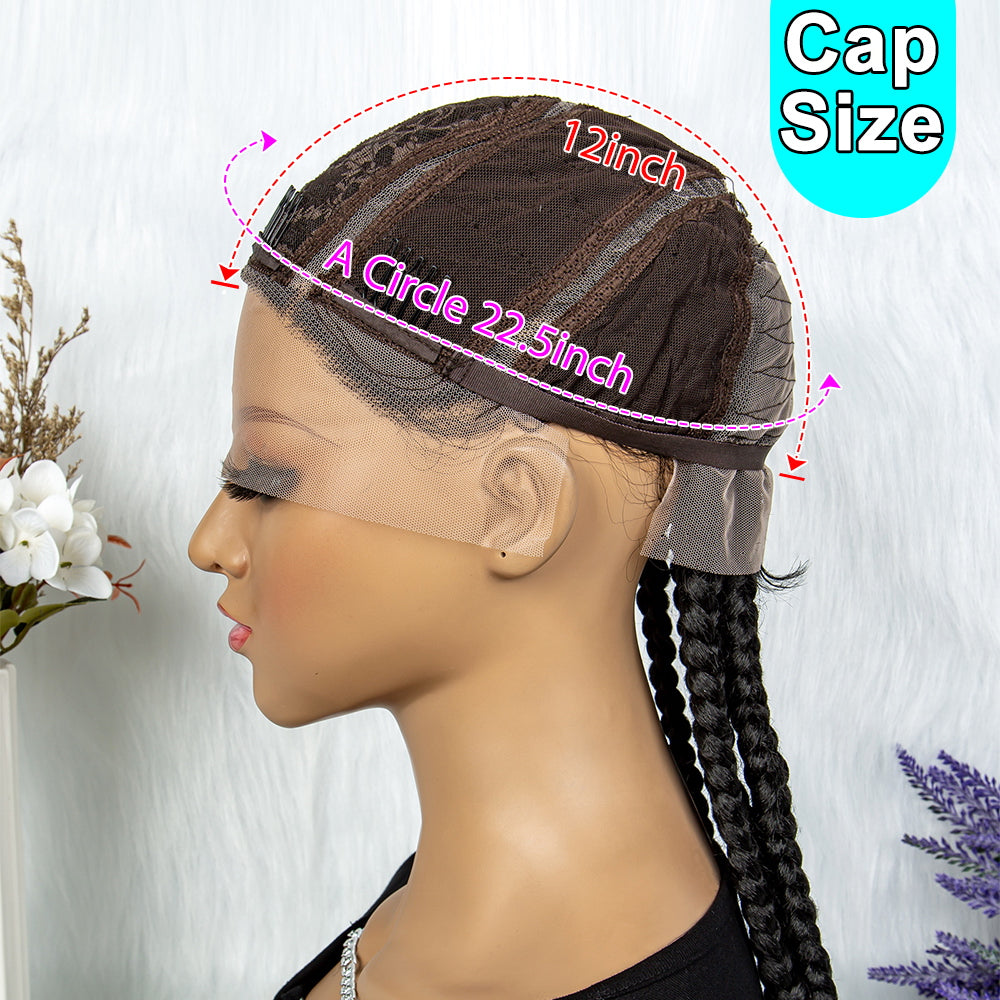 Full Lace Box Braided Wig with Baby Hair Cornrow Braids Lace Wigs 8 Braids Synthetic 360 Knotless Box Braids Small Braiding Lace Front Wigs for Black Women