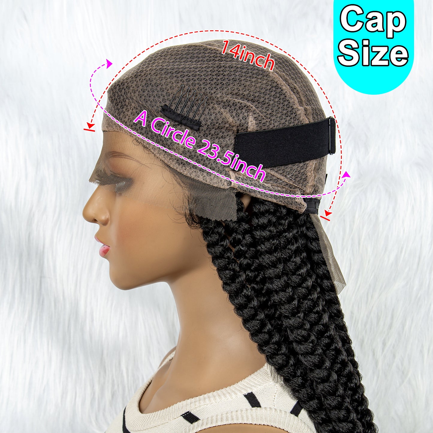 044 Synthetic Full Lace Big Knotless Box Braided Wigs for Women Lace Frontal Cornrow Braiding Wig with Baby Hair