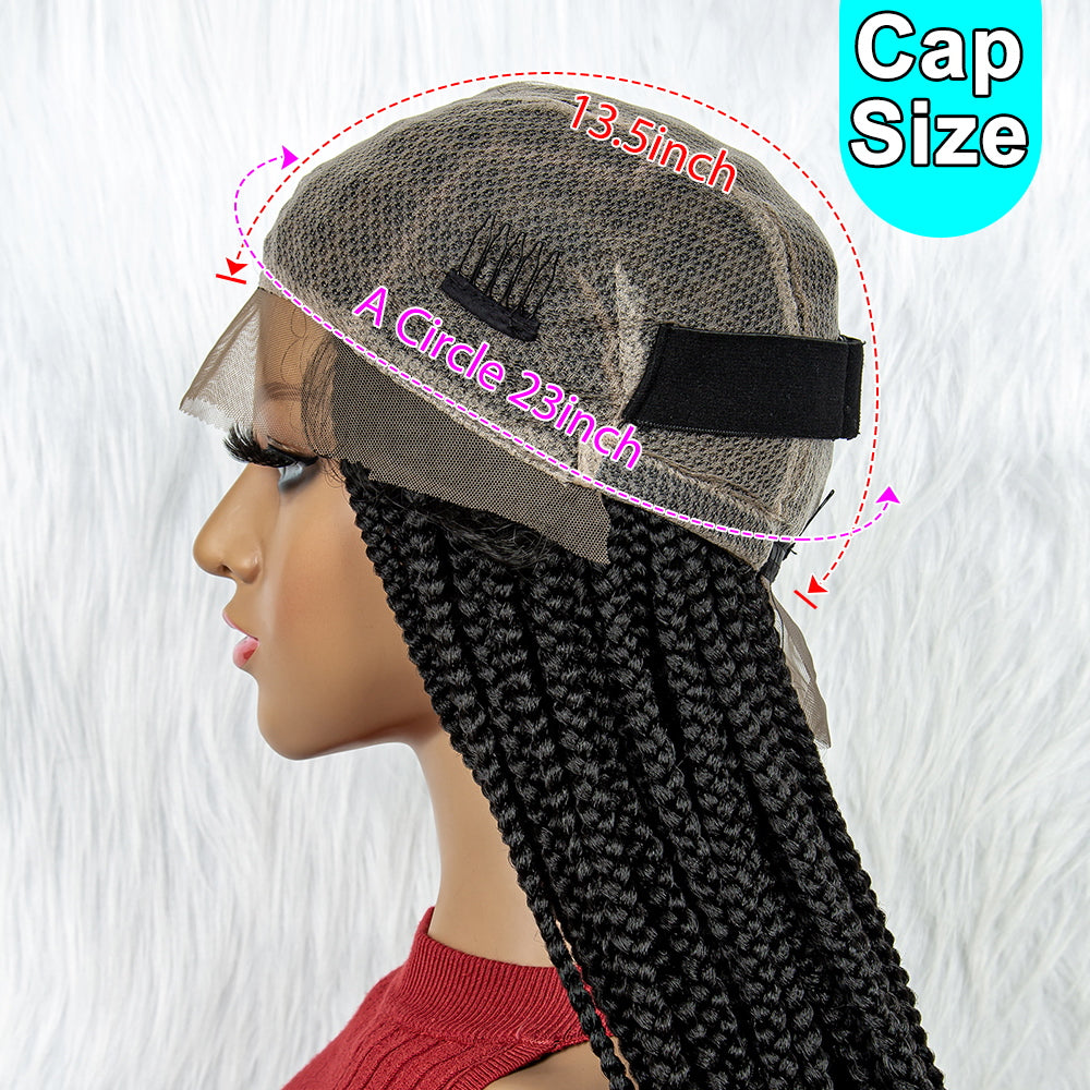 34Inches Long Full Lace Synthetic Knotless Braided Wigs with Baby Hair for Black Women Lace Frontal Cornrow Braiding Wigs Braided Wig for Black Women Daily Use