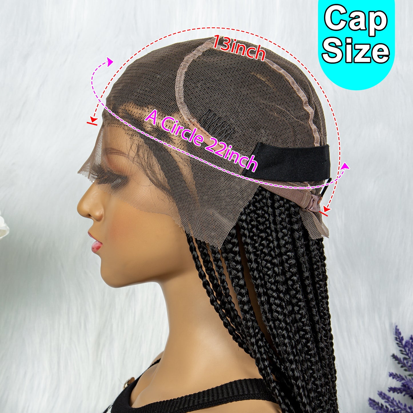 075 Synthetic Full Lace Knotless Box Braided Wigs for Women Lace Frontal Cornrow Braiding Wig with Baby Hair Black Woman's Wig