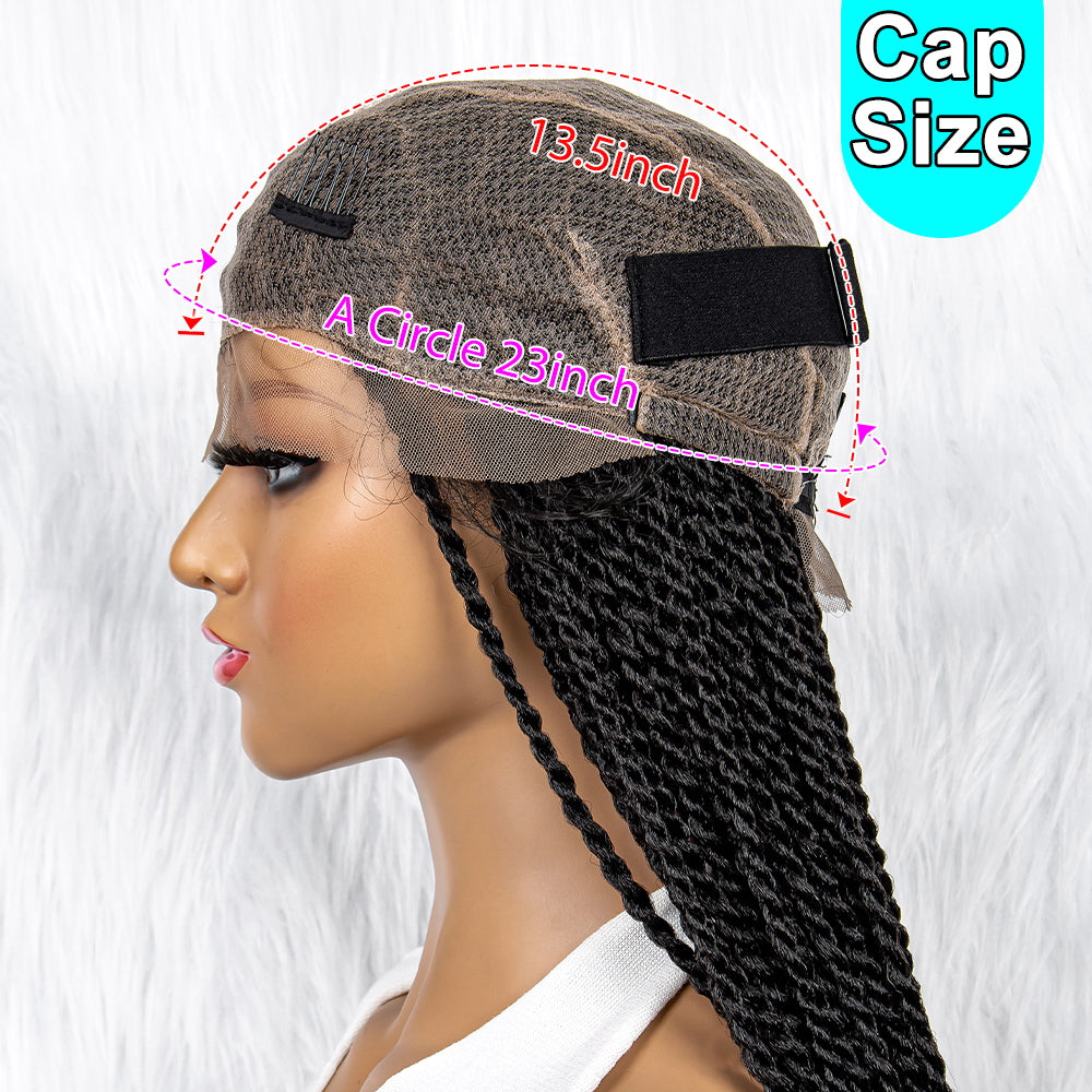 40Inches Full Lace Synthetic Wigs Long Synthetic Braided Wigs Box Braided Wigs Cornrow Wig for Black Women Long Braided Wig Fake Scalp Heat Resistant Fiber Micro Braided Wigs