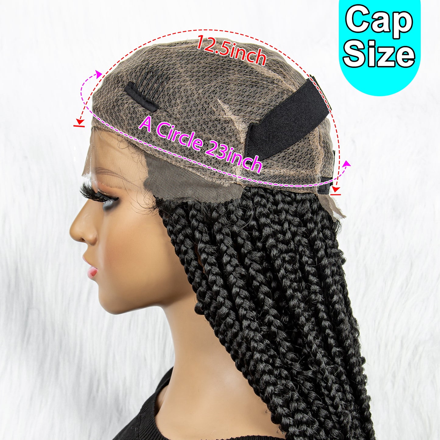 36Inches Full Lace Synthetic Wigs Long Braided Wigs Box Braided Wig Knotless Wig Cornrow Braided Wig with Baby Hair for Black Women Daily Wear