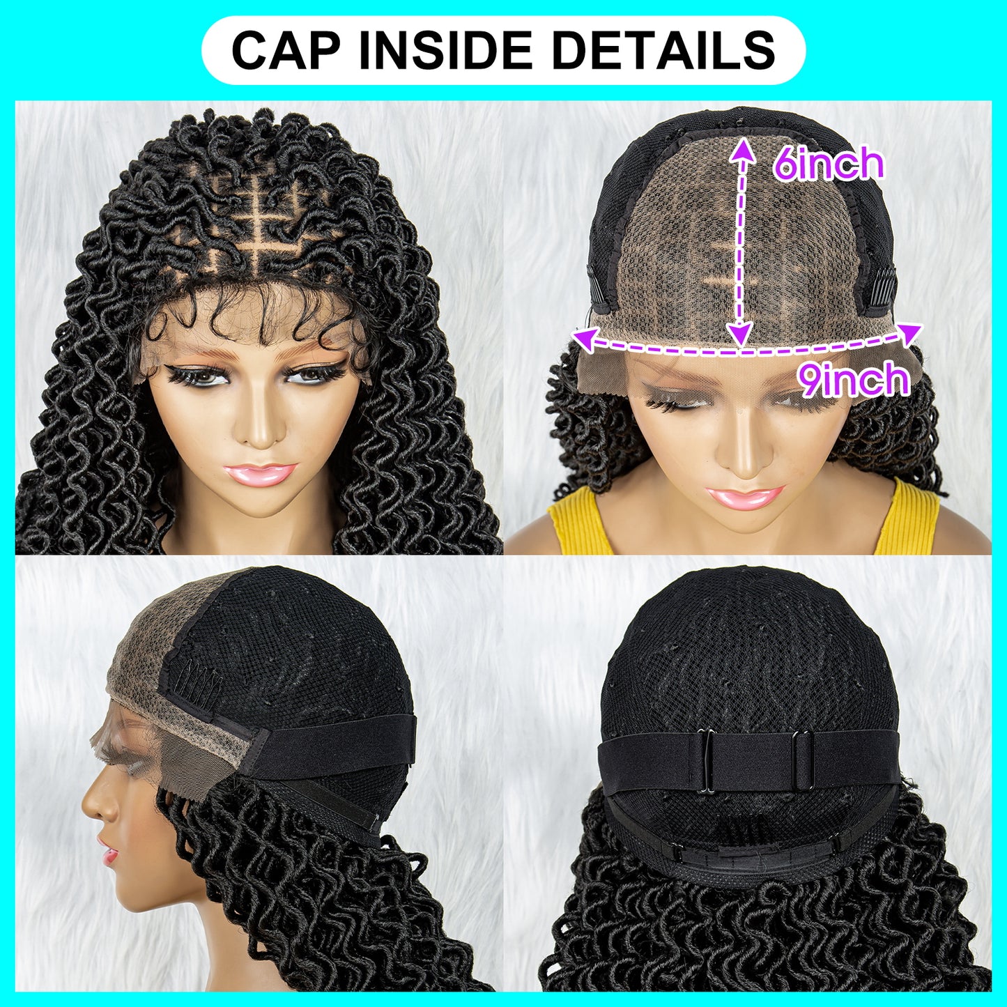 18Inches Medium Length Wigs Synthetic Blonde Medium Afro Curly Braided Wigs with Baby Hair Ombre Color Wigs for African Black Women Knotless Wig