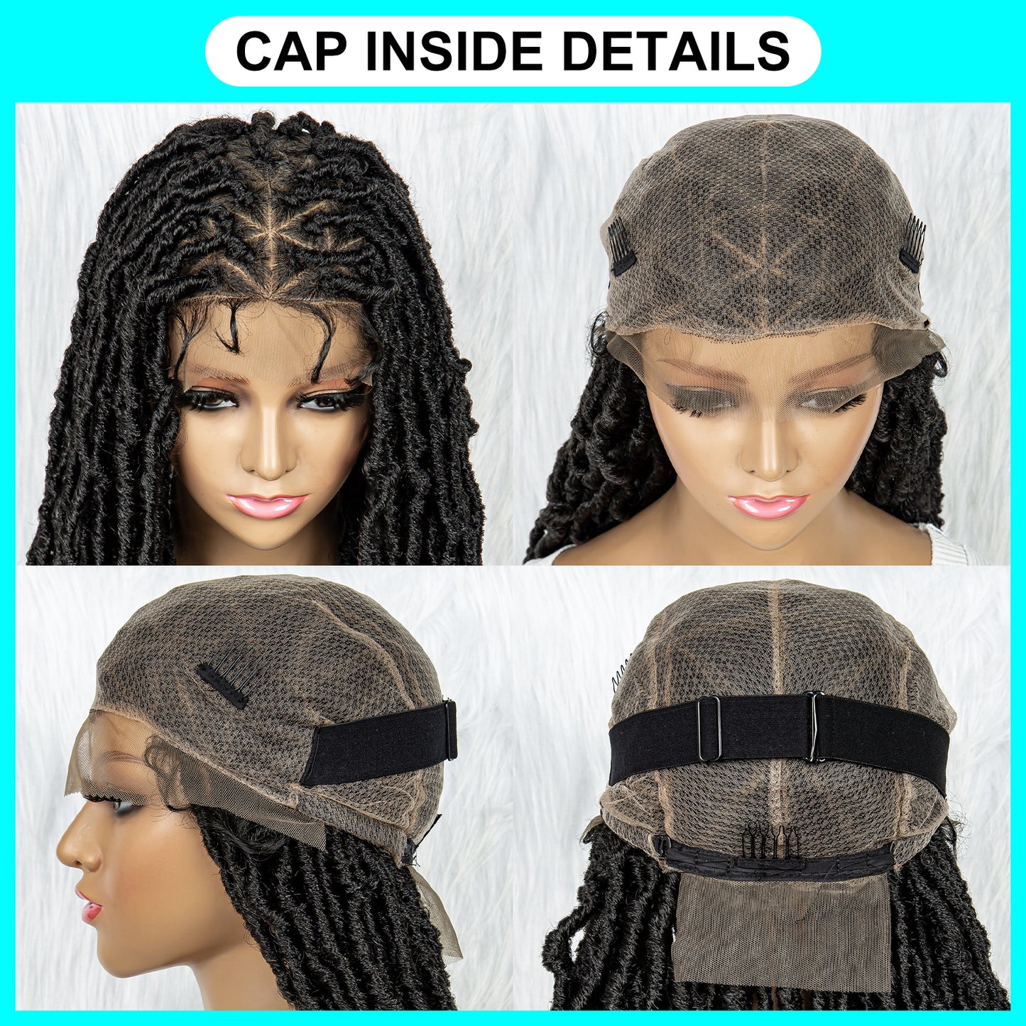 045 Synthetic Full Lace Braided Wig Locs Crochet Natural Braided Hair Curly Ends Artificial Wig Braid Long Curly Black Woman's Wig