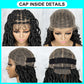 041 Synthetic Lace Front Braided Wigs Goddess Faux Locs Braids Wigs with Curly Ends for Black Women Knotless Box Braiding Hair Wigs