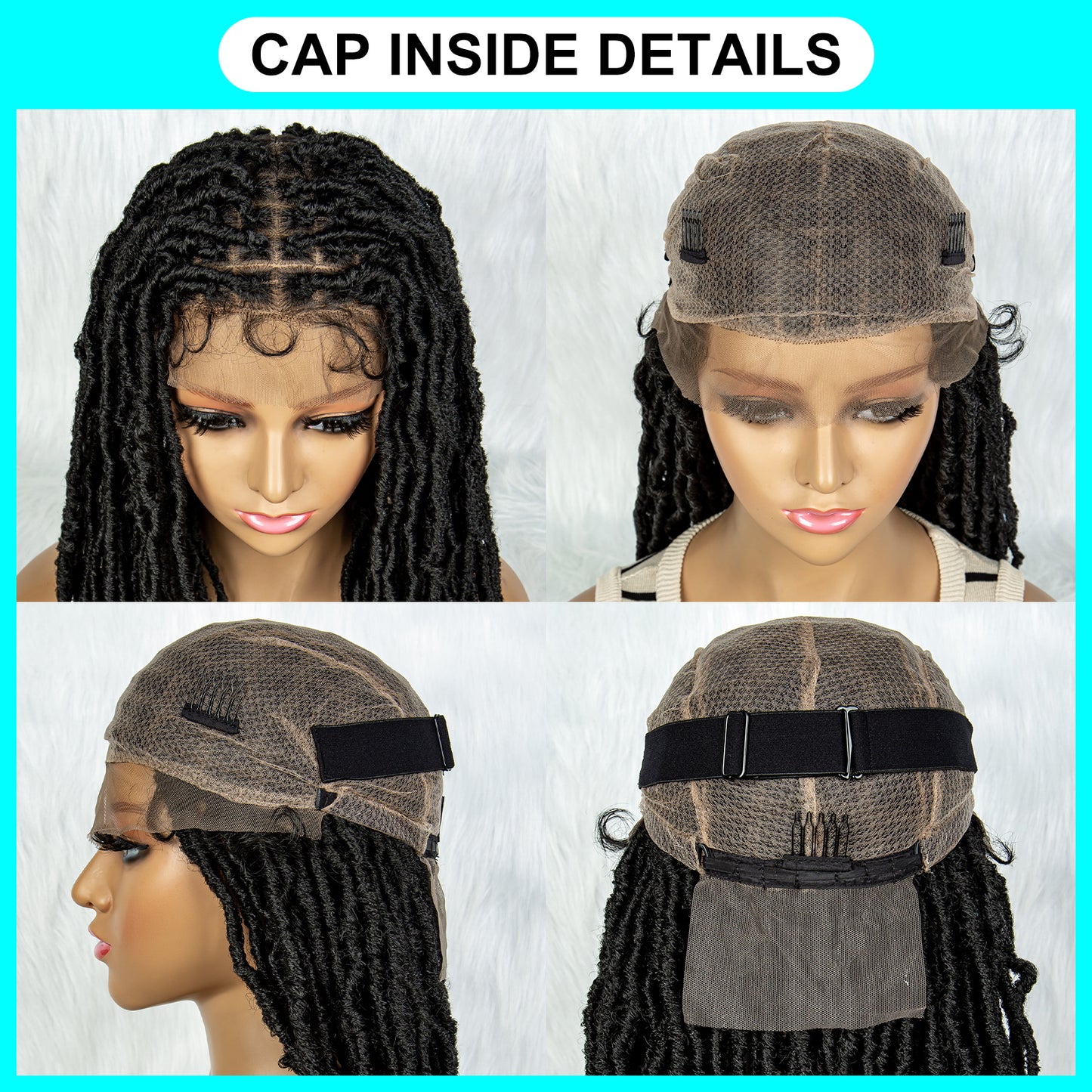 36Inches Twist Braided Wigs Knotless Synthetic Lace Front Wigs Long Straight Hair Wig for Black Women Full Lace Braided Wigs Heat Resistant Braid Braiding Wig African Wig