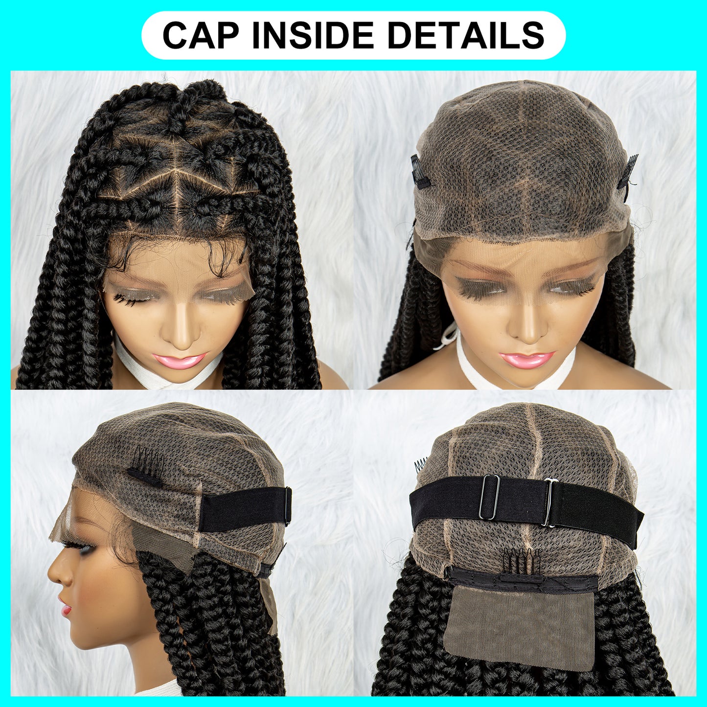 050 Synthetic Full Lace Braided Wigs with Curly Ends for Black Women Lace Frontal Knotless Box Braiding Hair Wig Cornrow Braids Wigs