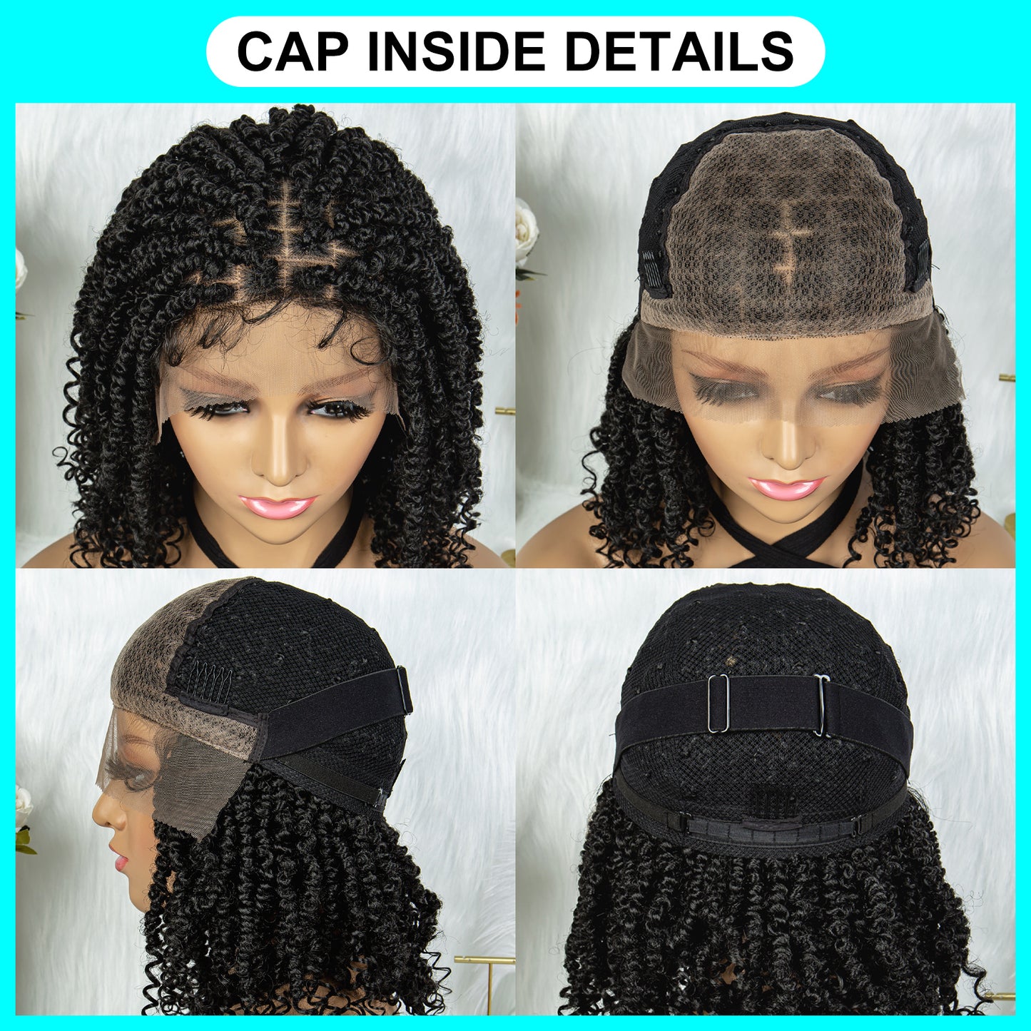 14Inches Synthetic Lace Front Braided Wigs for Black Women Knotless Short Box Wig Braid Braiding Hair Water Wave Wavy Braids Wigs