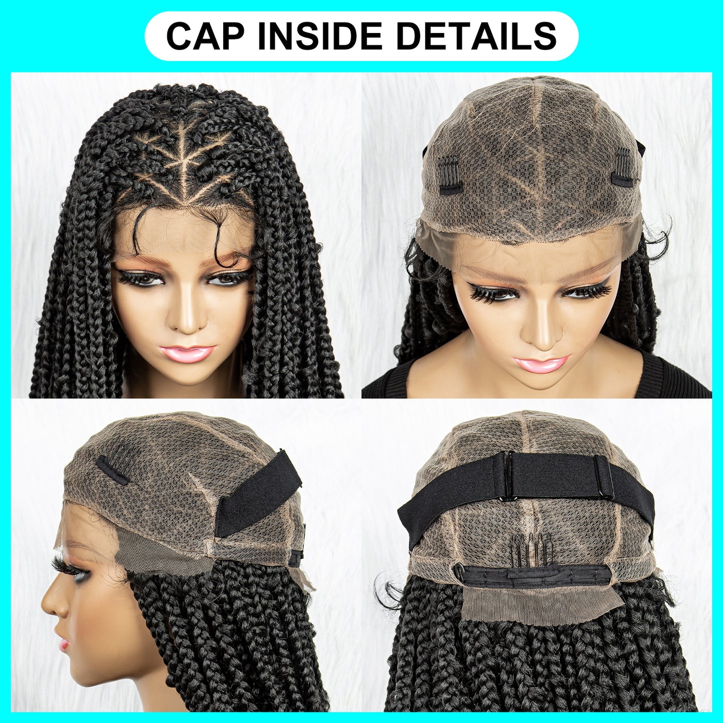 36Inches Full Lace Synthetic Wigs Long Braided Wigs Box Braided Wig Knotless Wig Cornrow Braided Wig with Baby Hair for Black Women Daily Wear