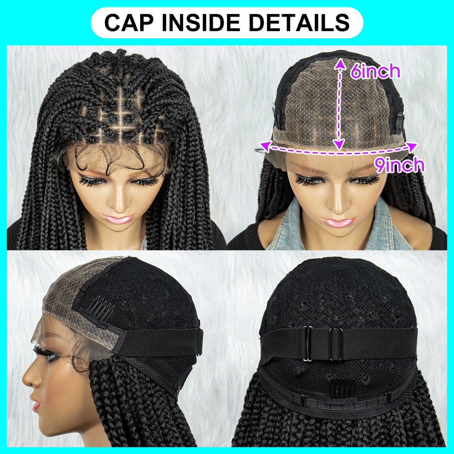 Malaika 36Inches Synthetic Lace Front Wig Braided Wigs African Cornrow Braids wig with Baby Hair Full Lace Wig