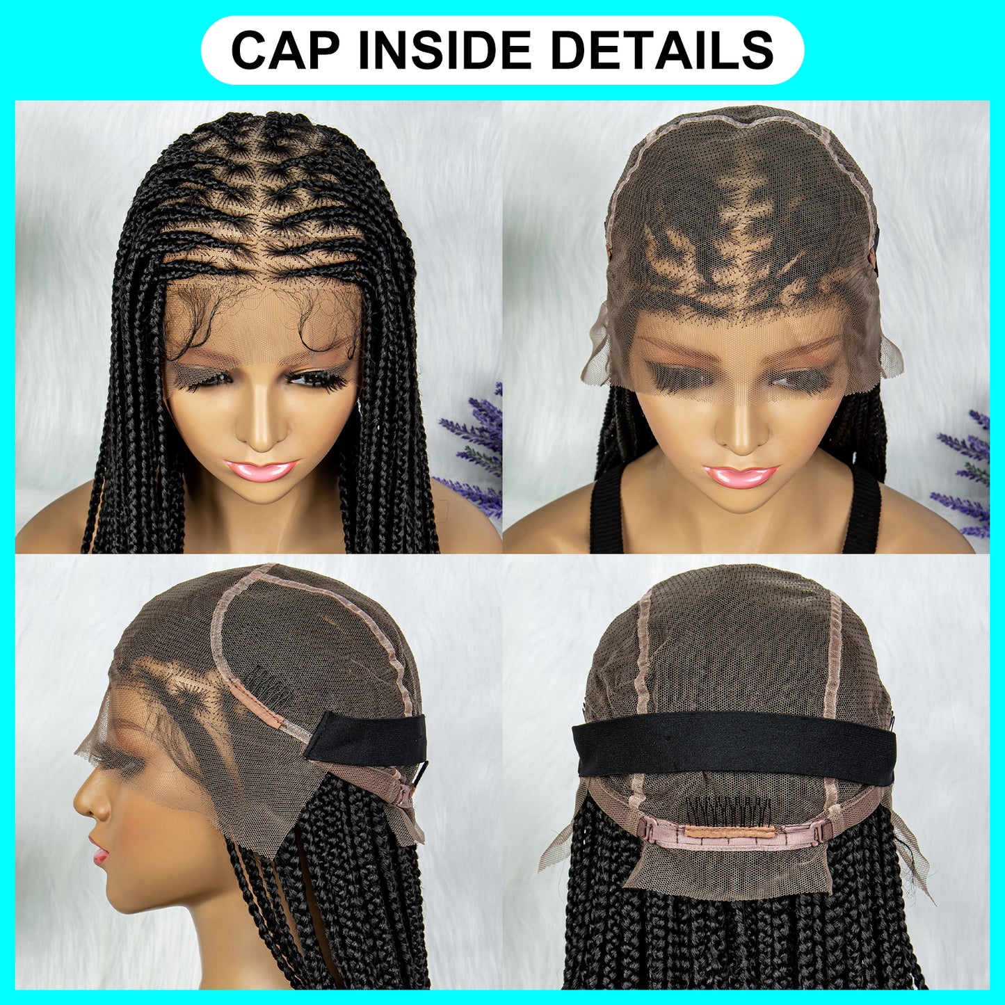 075 Synthetic Full Lace Knotless Box Braided Wigs for Women Lace Frontal Cornrow Braiding Wig with Baby Hair Black Woman's Wig