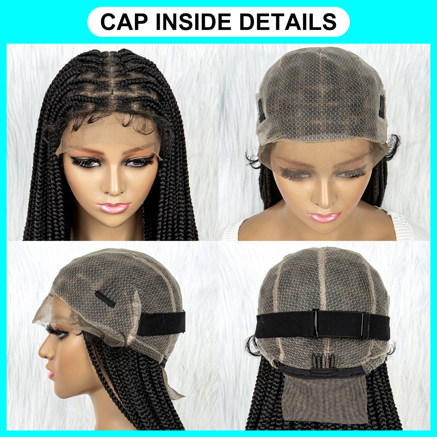 038 Long Braided Wigs with Baby Hair Full Lace Braided Wigs Synthetic Wig for Black Women Daily Wear