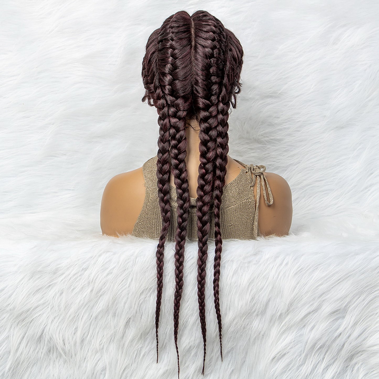 26 Inches Short Box Braids Lace Frontal Wig African Synthetic 4 Braid Wig with Baby Hair for Afro France Women Box Braid Wig