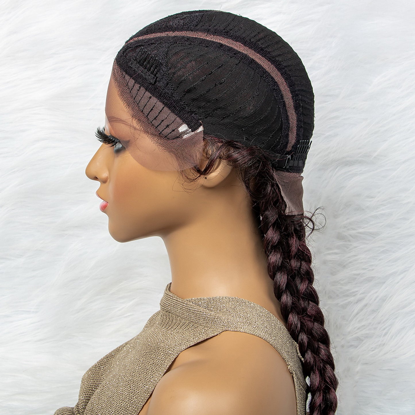 26 Inches Short Box Braids Lace Frontal Wig African Synthetic 4 Braid Wig with Baby Hair for Afro France Women Box Braid Wig