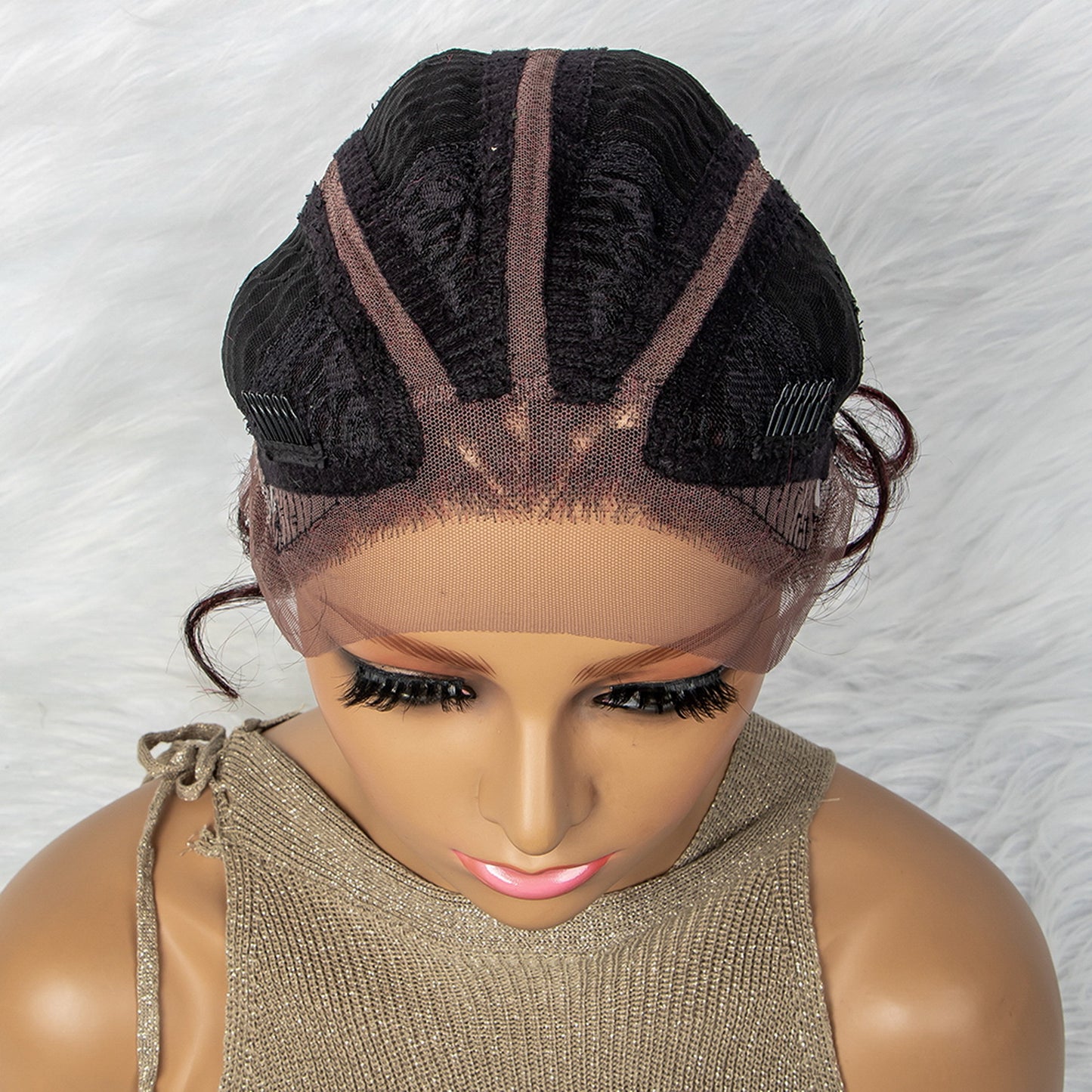 26 Inches Short Box Braids Lace Frontal Wig African Synthetic 4 Braid Wig with Baby Hair for Afro France Women Box Braid Wig