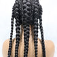 613 Colored Wig Full Lace Long Box Braided Wig Cornrow Braids Lace Wigs 5 Braids Synthetic 360 Knotless Box Braids Lace Front Wigs with Baby Hair for Black Women