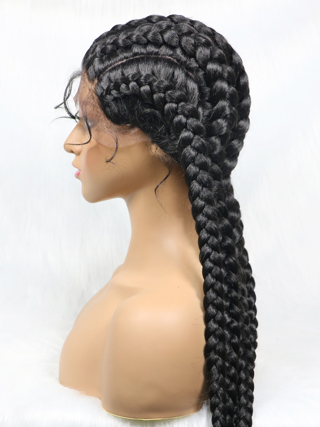 613 Colored Wig Full Lace Long Box Braided Wig Cornrow Braids Lace Wigs 5 Braids Synthetic 360 Knotless Box Braids Lace Front Wigs with Baby Hair for Black Women