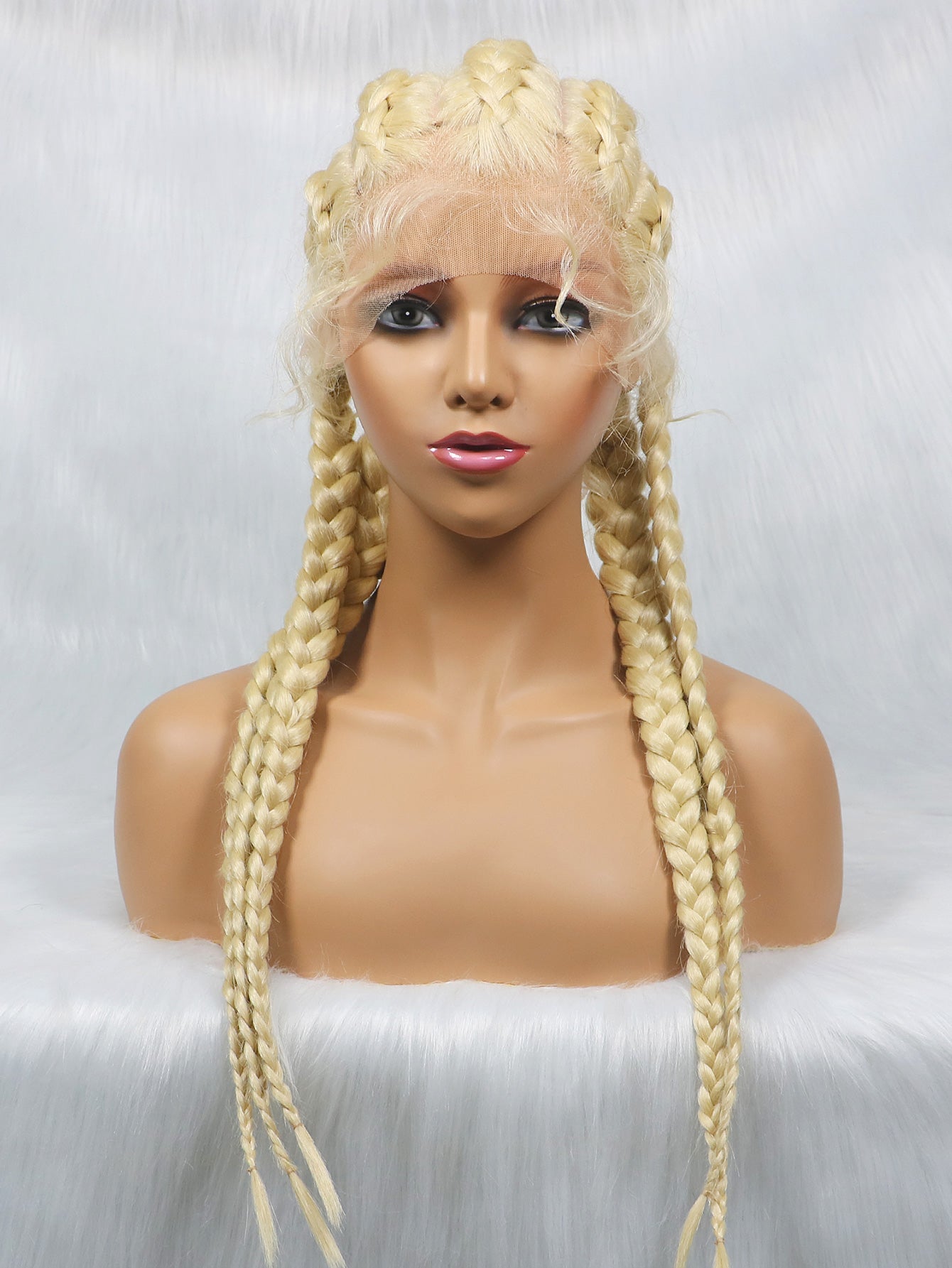 613 Colored Wig Full Lace Long Box Braided Wig Cornrow Braids Lace Wigs 5 Braids Synthetic 360 Knotless Box Braids Lace Front Wigs with Baby Hair for Black Women