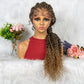 Huge Braid Wig Synthetic Full Lace Braided Wigs with Curly Ends for Black Women Lace Frontal Knotless Box Braiding Hair Wig Cornrow Braids Wigs