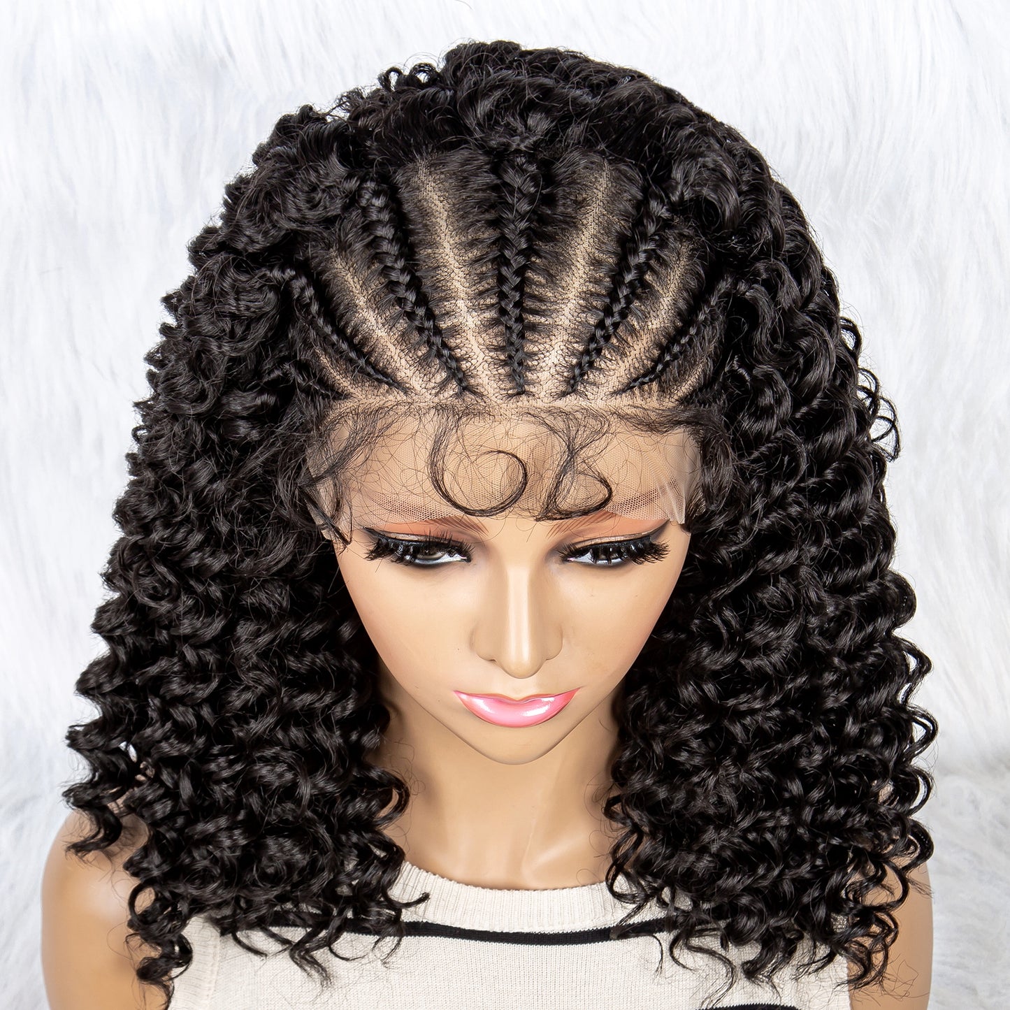 M506 Braided Wigs Synthetic Lace Front Wig Braided Wigs With Baby Hair For Black Women Wig Kinky Curly Hair Wigs Curly Bob Wig