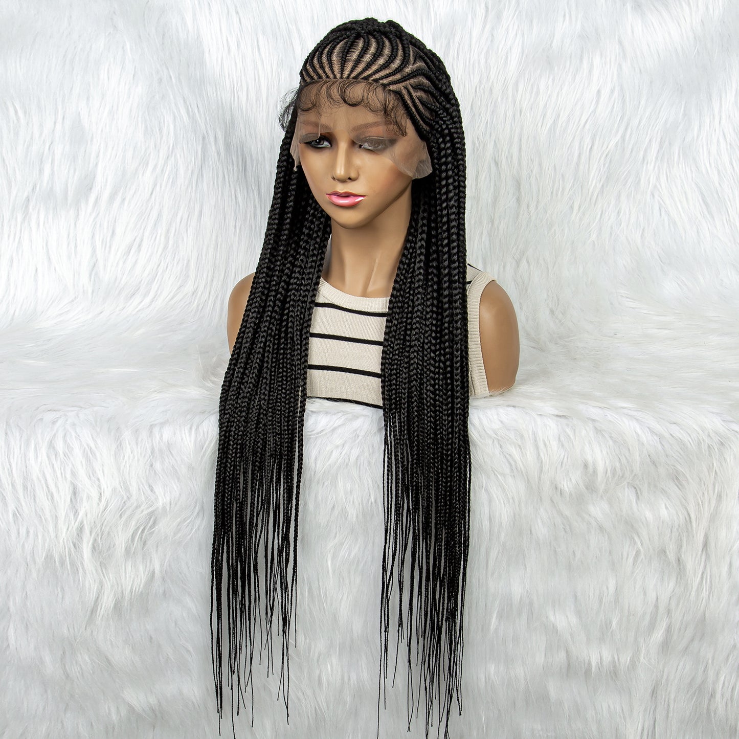 13x6 Transparent Lace Front Braid Wig Knotless Braids Wigs With Baby Hair