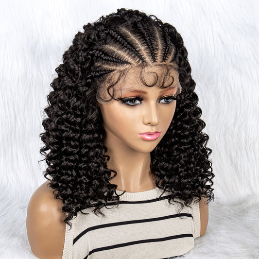 M506 Braided Wigs Synthetic Lace Front Wig Braided Wigs With Baby Hair For Black Women Wig Kinky Curly Hair Wigs Curly Bob Wig