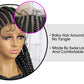 Full Lace Box Braided Wig Cornrow Braids 11 Braids 360 Lace Front Wigs 36 Inches Synthetic Knotless Box Braids Lace Front Wigs for Black Women