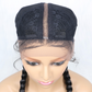 Malaika Lace Wigs two Braids Wigs Natural black Wig free shipping lace braid style