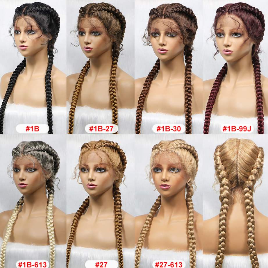 Malaika Lace Wigs two Braids Wigs Natural black Wig free shipping lace braid style