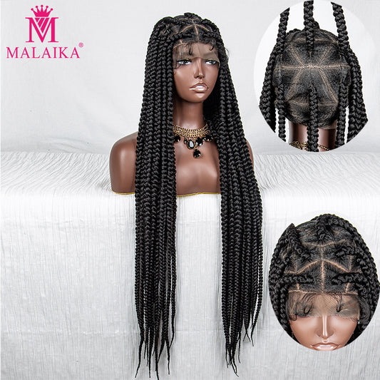 Foot Ball Style Braided Wigs for Black Women Synthetic Lace Front Wig Big Knotless Box Braids Wig With Baby Hair Full Lace Cornrow Braided Wigs