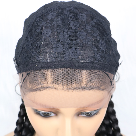 Synthetic  Lace Wigs 24 Inches Medium Long Knotless Braided Wigs With Baby Hair 5tracks