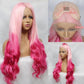 New In Princess Wig Lovely Pink Synthetic Hair  Wig With bun