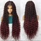 New Burgundy Color Synthetic Lace Front Wig Braided Wigs With Baby Hair