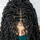 Afro Curly Braided Front Lace Long Hair Wig