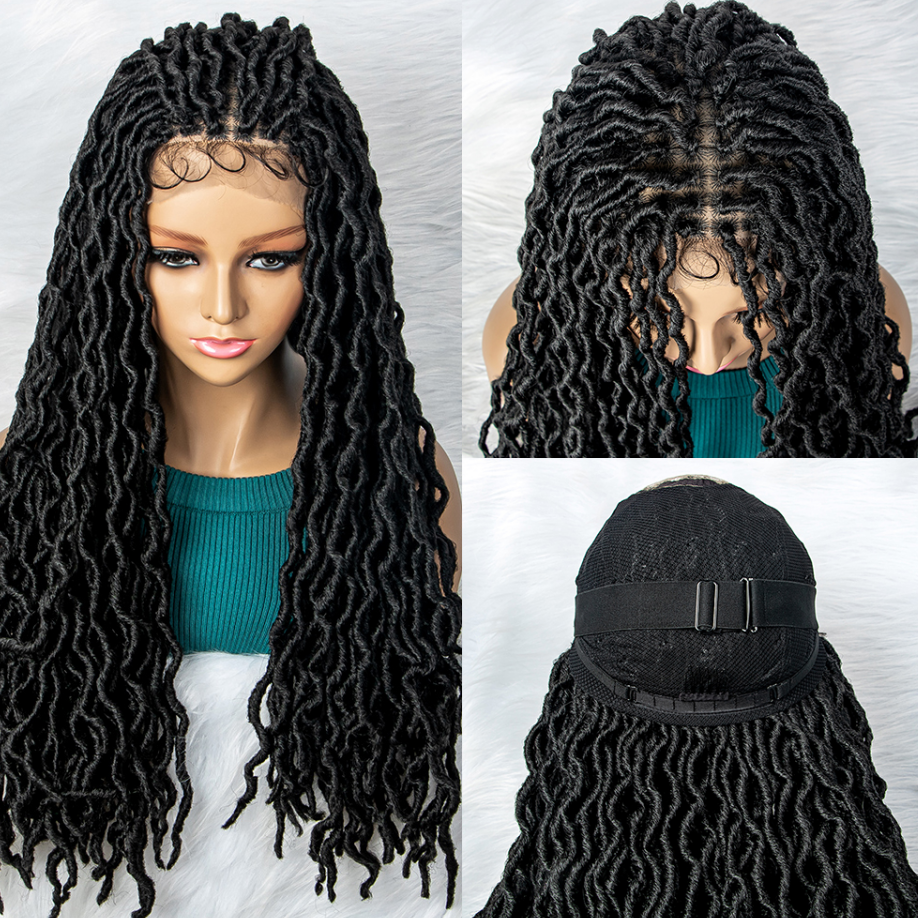 Afro Curly Braided Front Lace Long Hair Wig