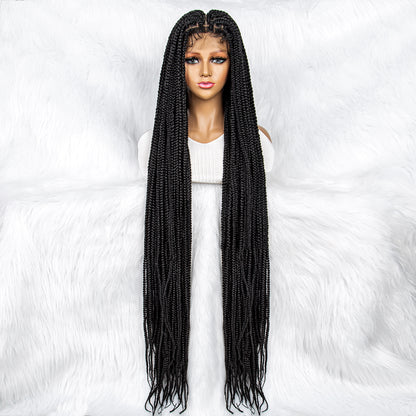 028 40 inch  Full lace wig  Braided Wigs for Black Women Synthetic Lace Front Wig Knotless Box Braids Wig With Baby Hair Full Lace Cornrow Braided Wigs