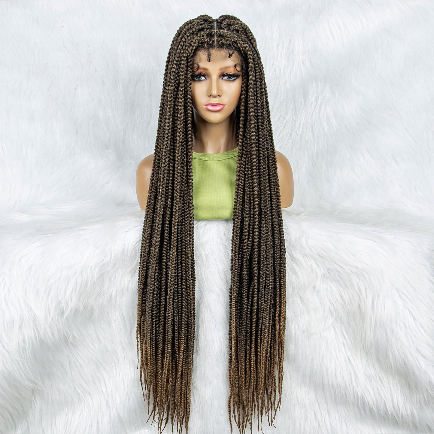 028 40 inch  Full lace wig  Braided Wigs for Black Women Synthetic Lace Front Wig Knotless Box Braids Wig With Baby Hair Full Lace Cornrow Braided Wigs