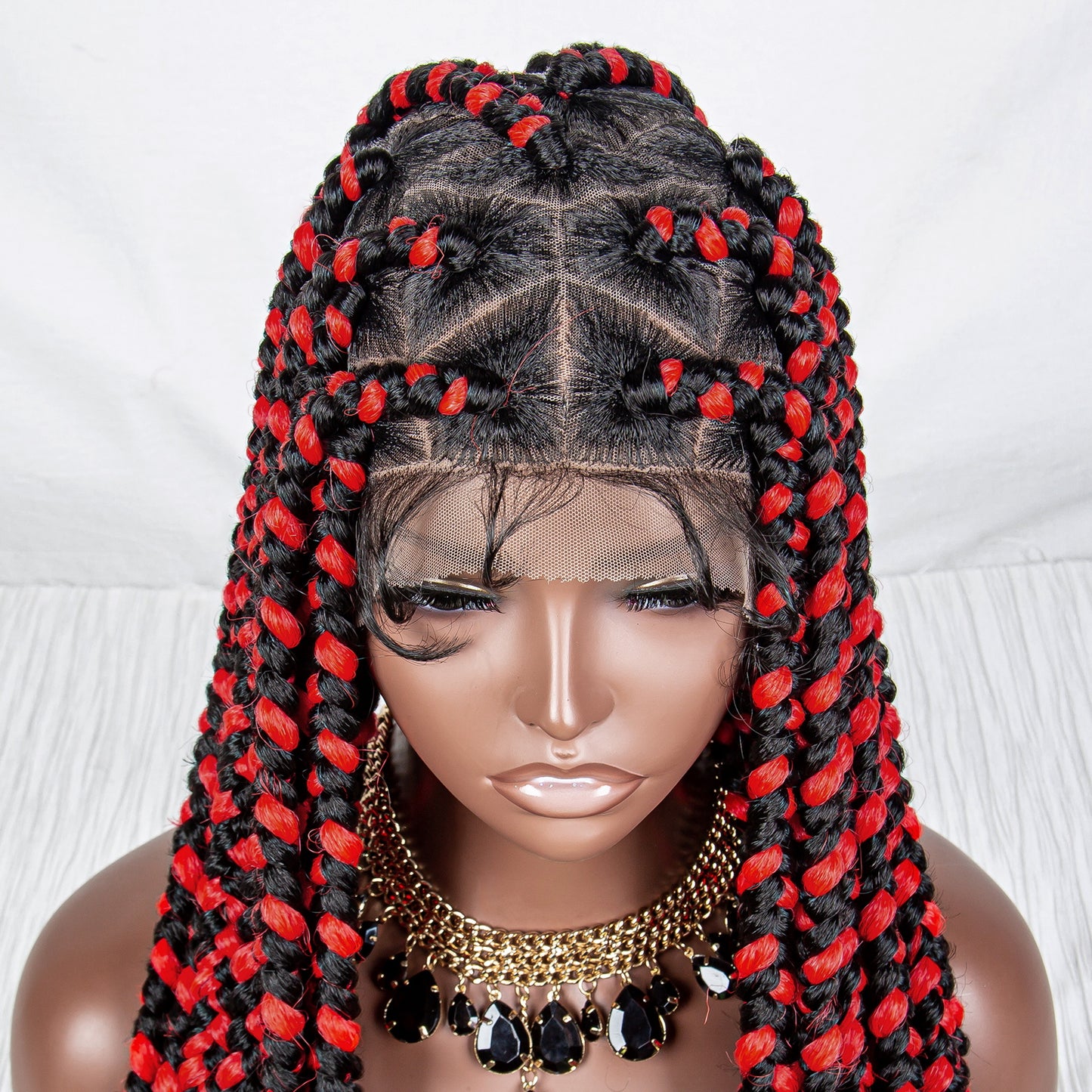 Foot Ball Style Braided Wigs for Black Women Synthetic Lace Front Wig Big Knotless Box Braids Wig With Baby Hair Full Lace Cornrow Braided Wigs