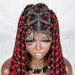 football Style Braided Wigs for Black Women Synthetic Lace Front Wig Big Knotless Box Braids Wig With Baby Hair Full Lace Cornrow Braided Wigs