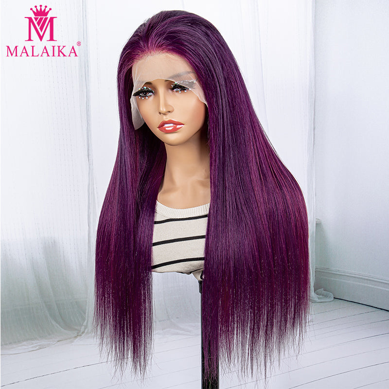 Malaika hair 200% density 13*4 Lace Purple Color wig Straight Lace human hair wig