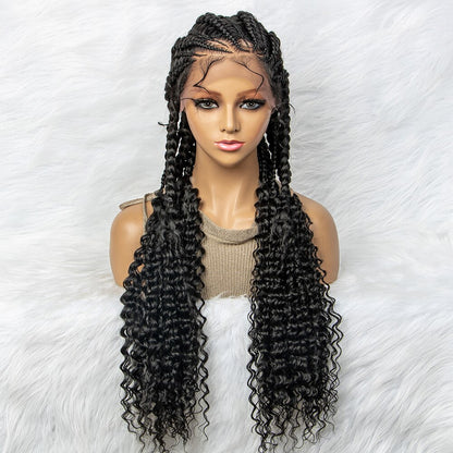 Synthetic Lace Front Wig Braided Wigs Braid African With Baby Hair Braided Lace Front Wigs Water Wavy Wigs