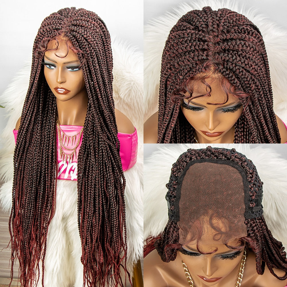 Natural Black Box Braided Wigs 4×4 Lace